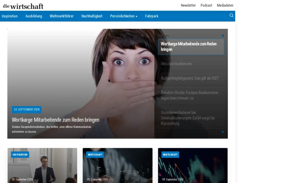 Startseite von die wirtschaft