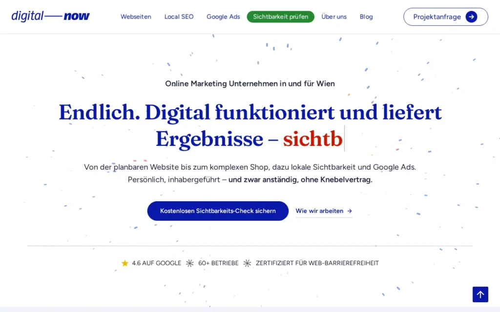 Startseite von digital now marketing