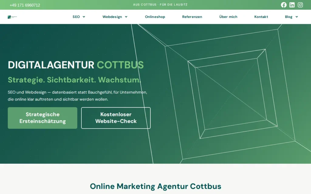 Startseite von Digitalagentur Cottbus