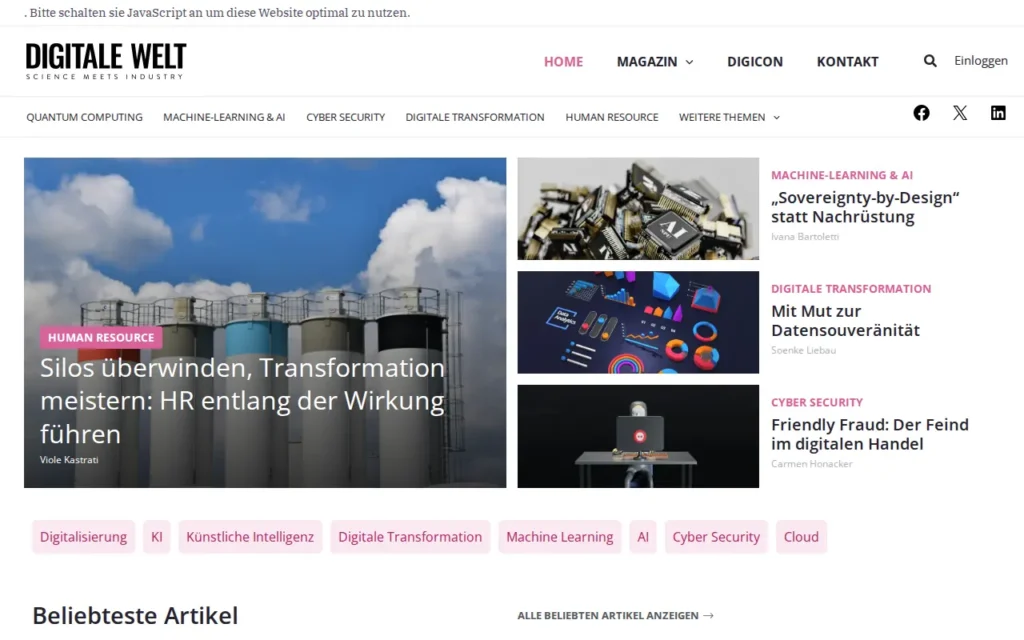 Startseite von Digitale Welt Magazin