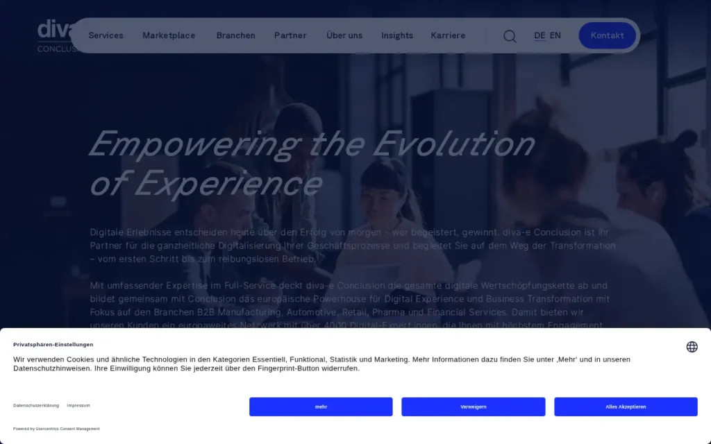 Startseite von diva-e Digital Value Excellence GmbH