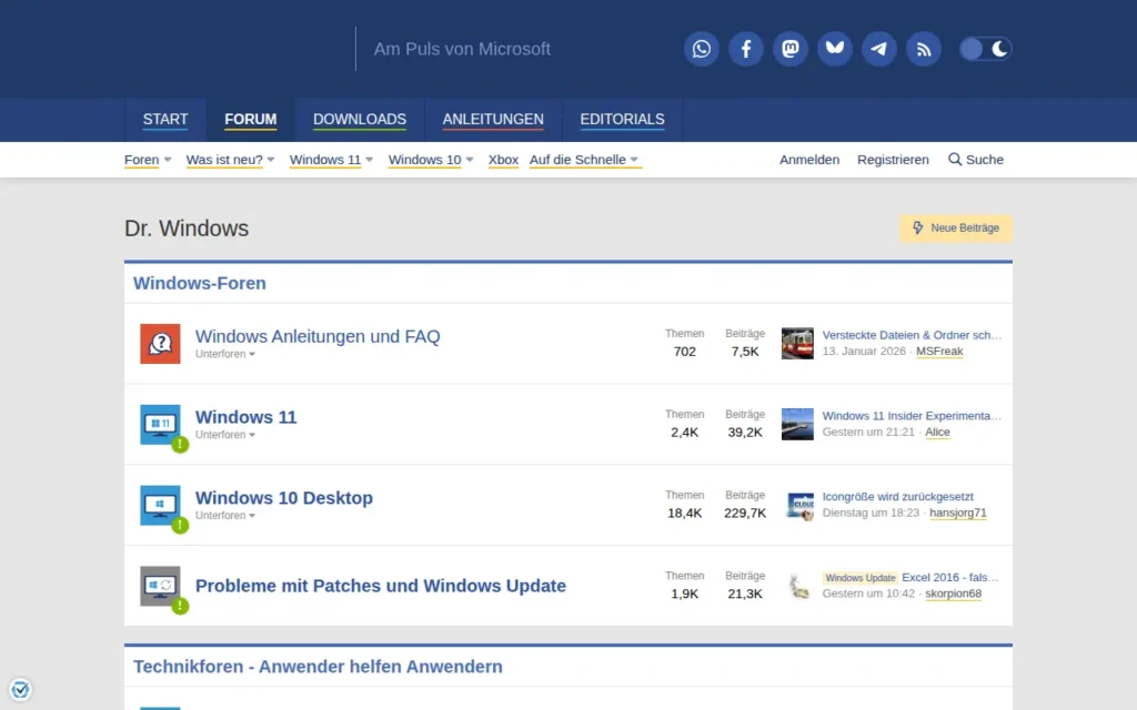 Startseite von Dr. Windows