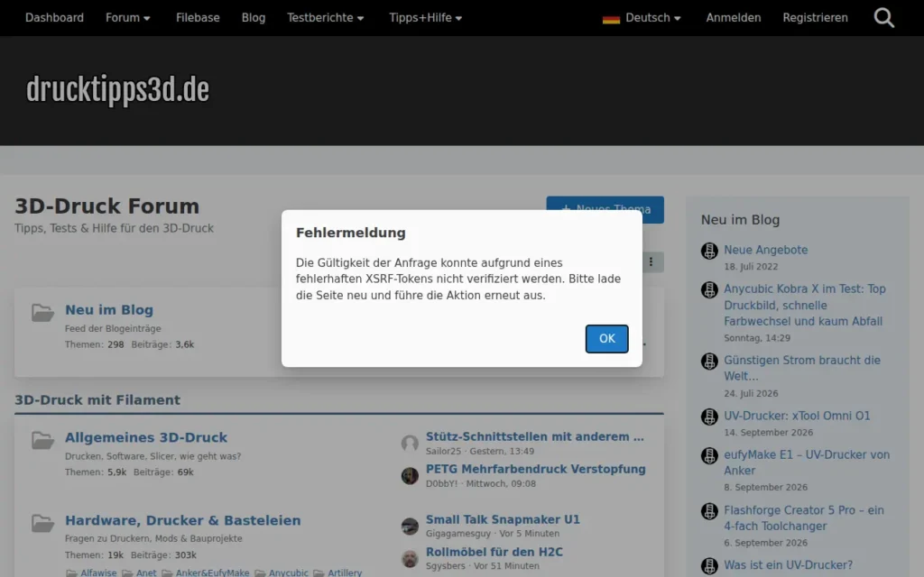 Startseite von 3D-Druck Forum (drucktipps3d)