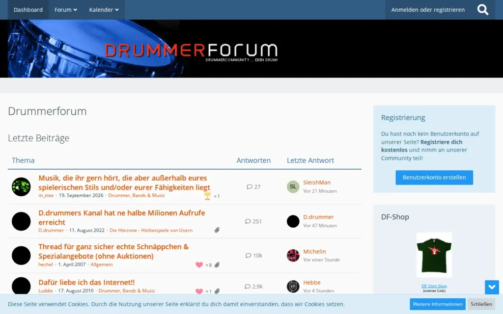 Startseite von Drummerforum