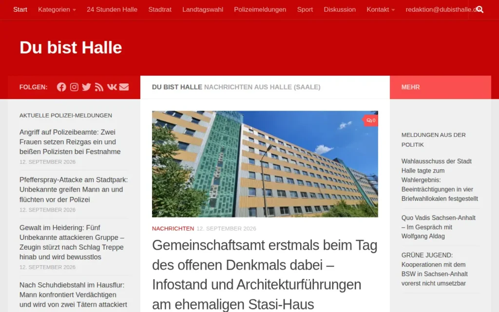 Startseite von Du bist Halle