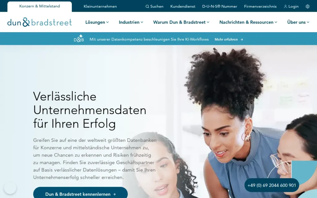Startseite von Dun & Bradstreet (D-U-N-S-Nummer / upik)