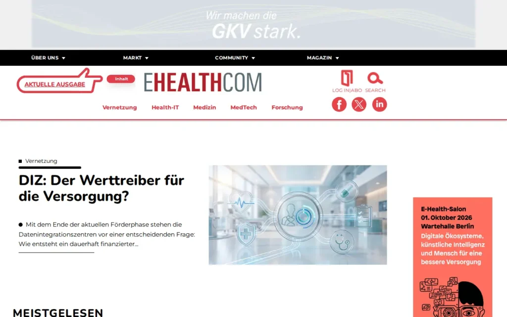 Startseite von E-HEALTH-COM