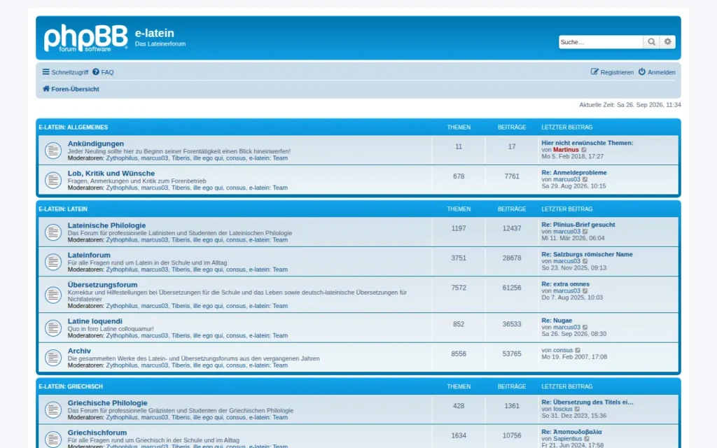 Startseite von e-latein Forum