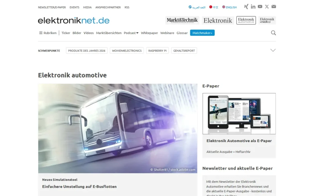 Startseite von Elektronik automotive