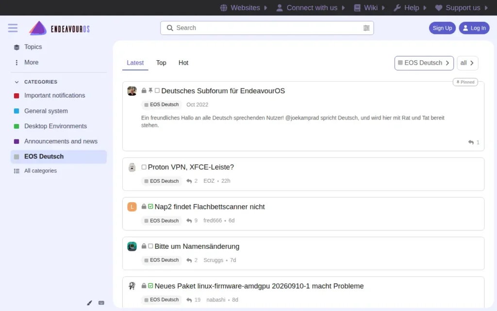 Startseite von EndeavourOS Forum – Deutsch