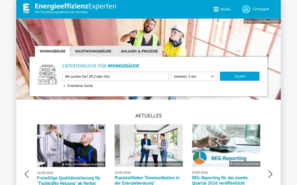 Startseite von Energie-Effizienz-Experten (EEE)