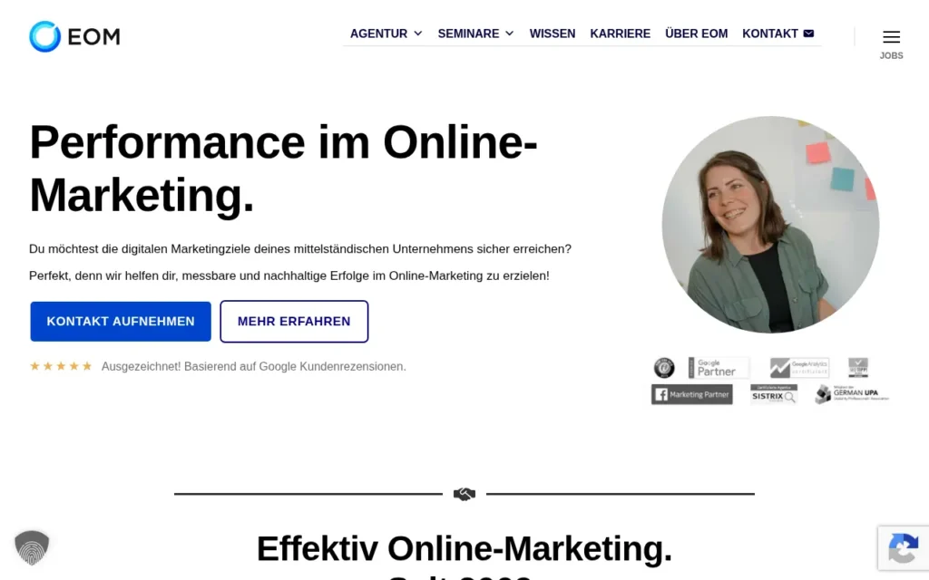 Startseite von EOM – Effektiv Online-Marketing GmbH
