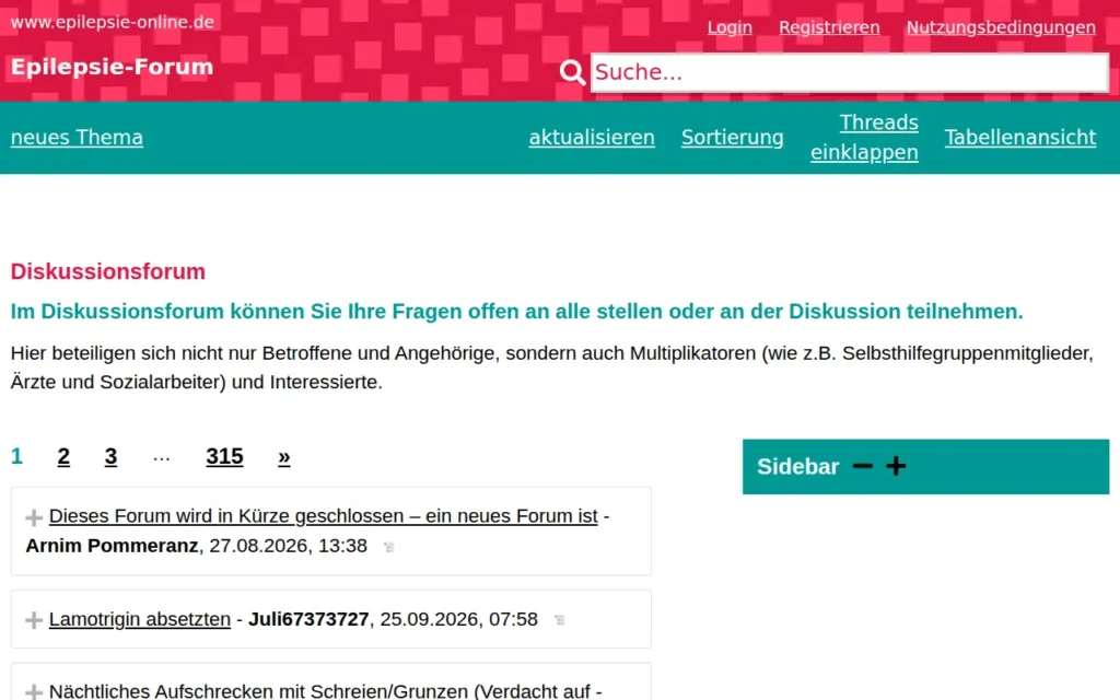 Startseite von Epilepsie-Forum (epilepsie-online.de)