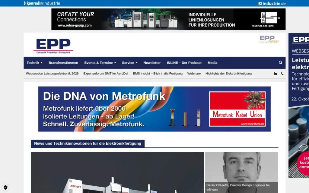 Startseite von EPP Elektronik Produktion + Prüftechnik