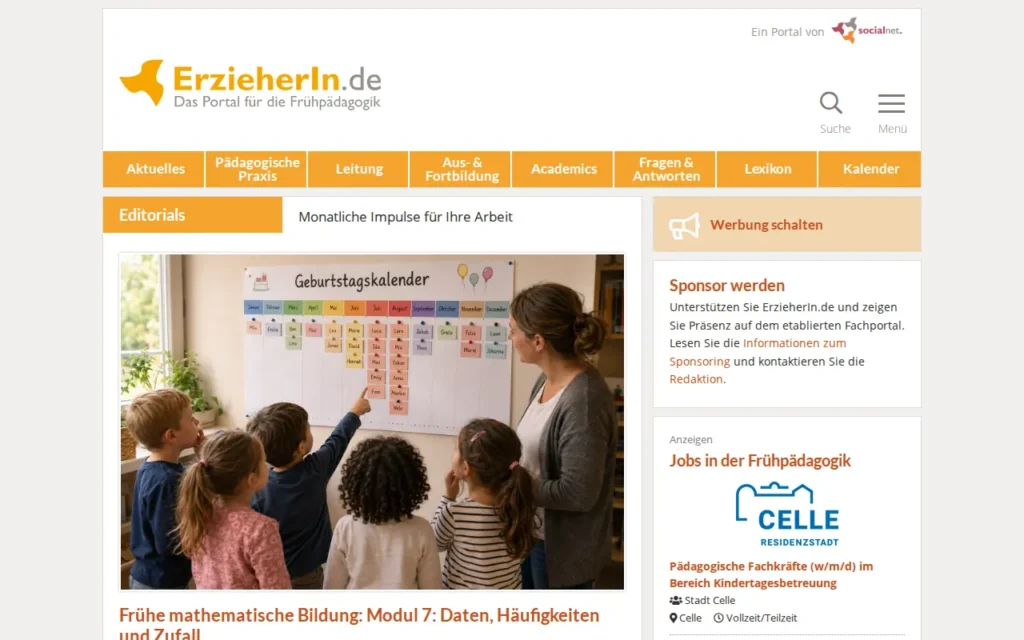 Startseite von ErzieherIn.de