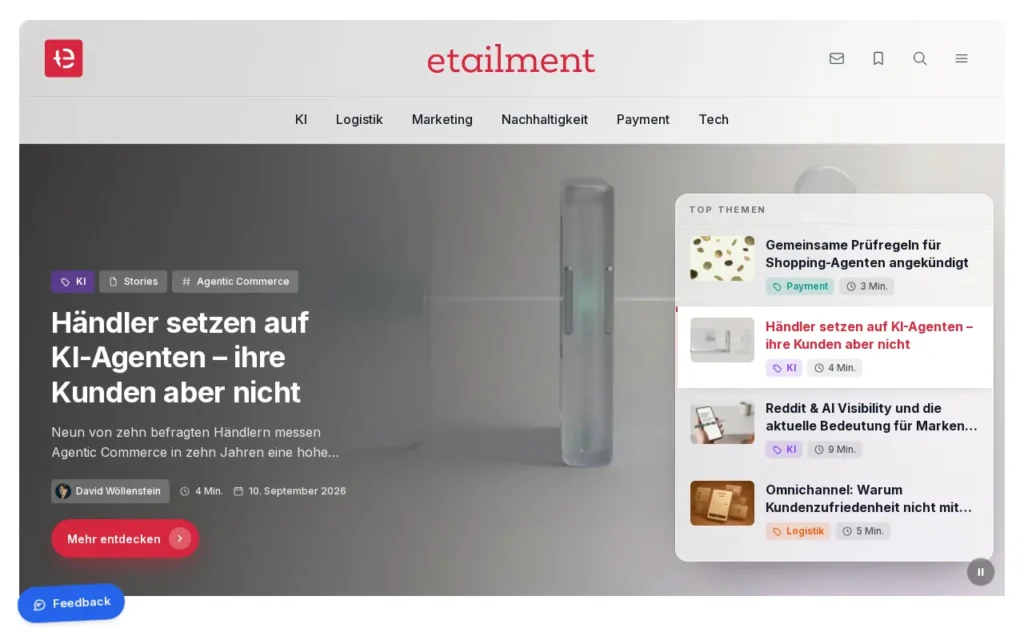 Startseite von etailment