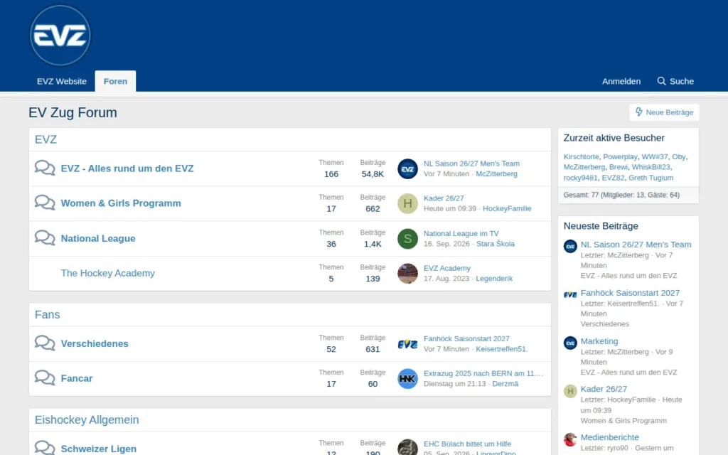 Startseite von EV Zug Forum