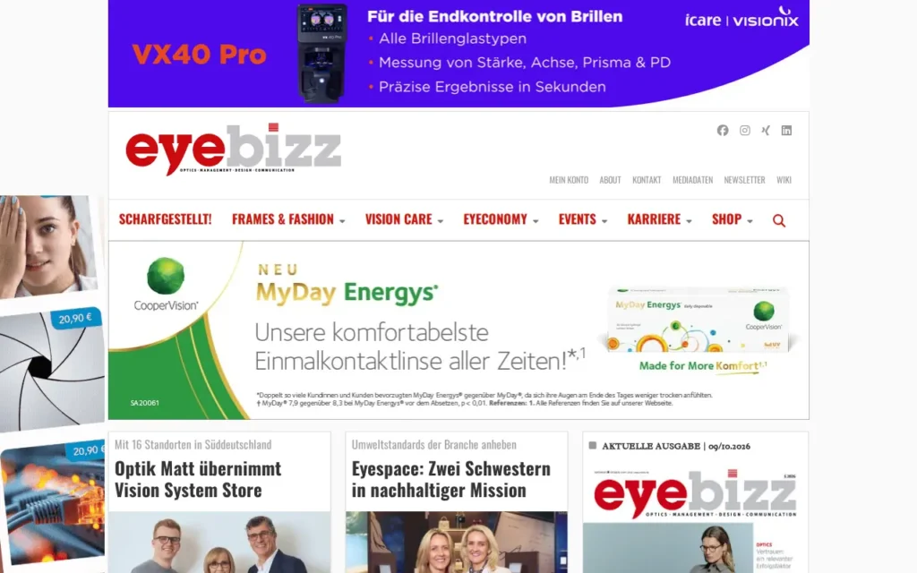 Startseite von eyebizz
