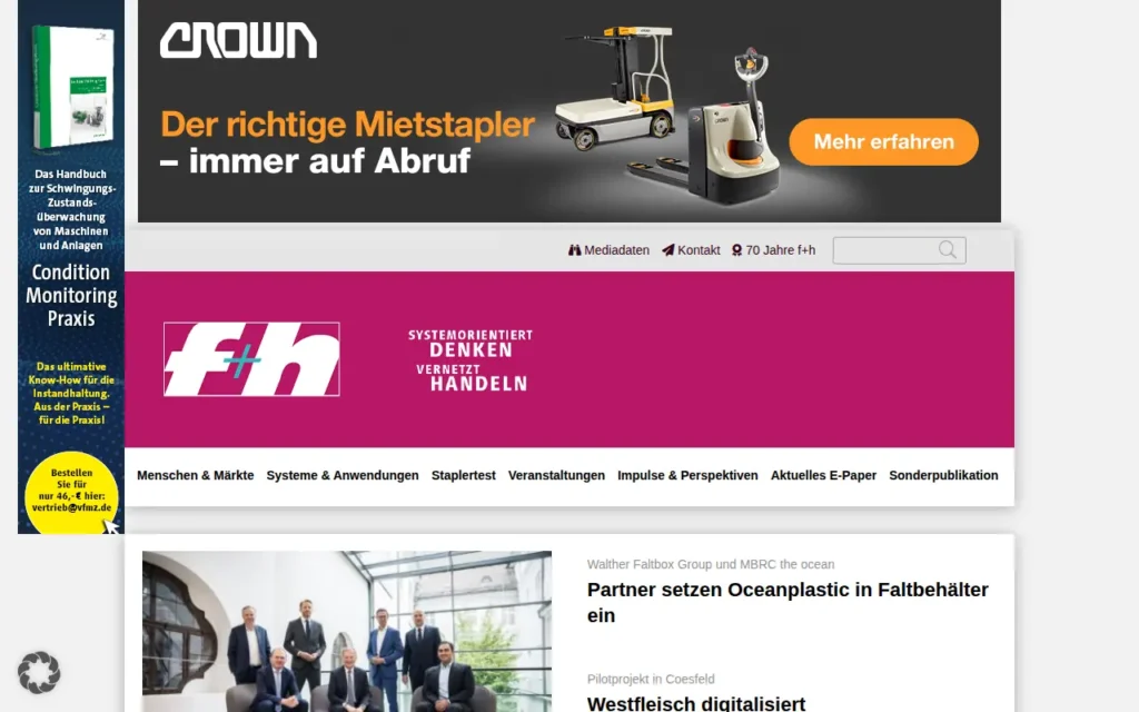 Startseite von f+h fördern und heben