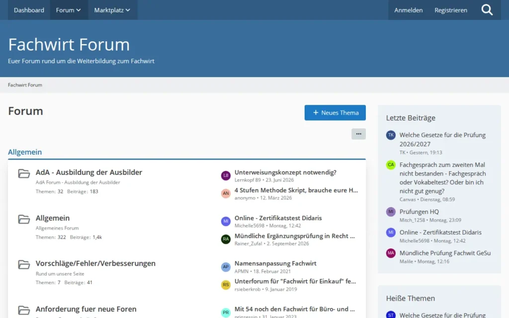 Startseite von Fachwirt Forum