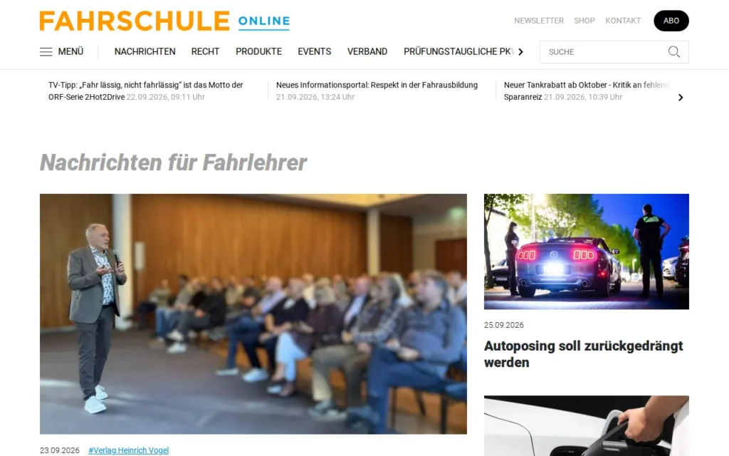 Startseite von FAHRSCHULE
