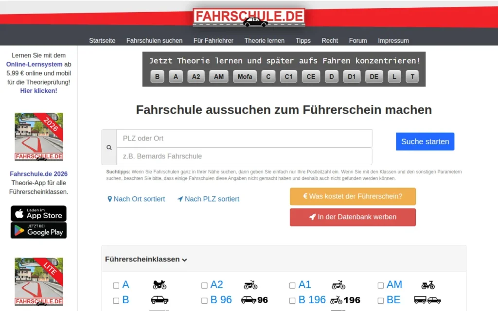 Startseite von Fahrschulen.de / Fahrschule.de