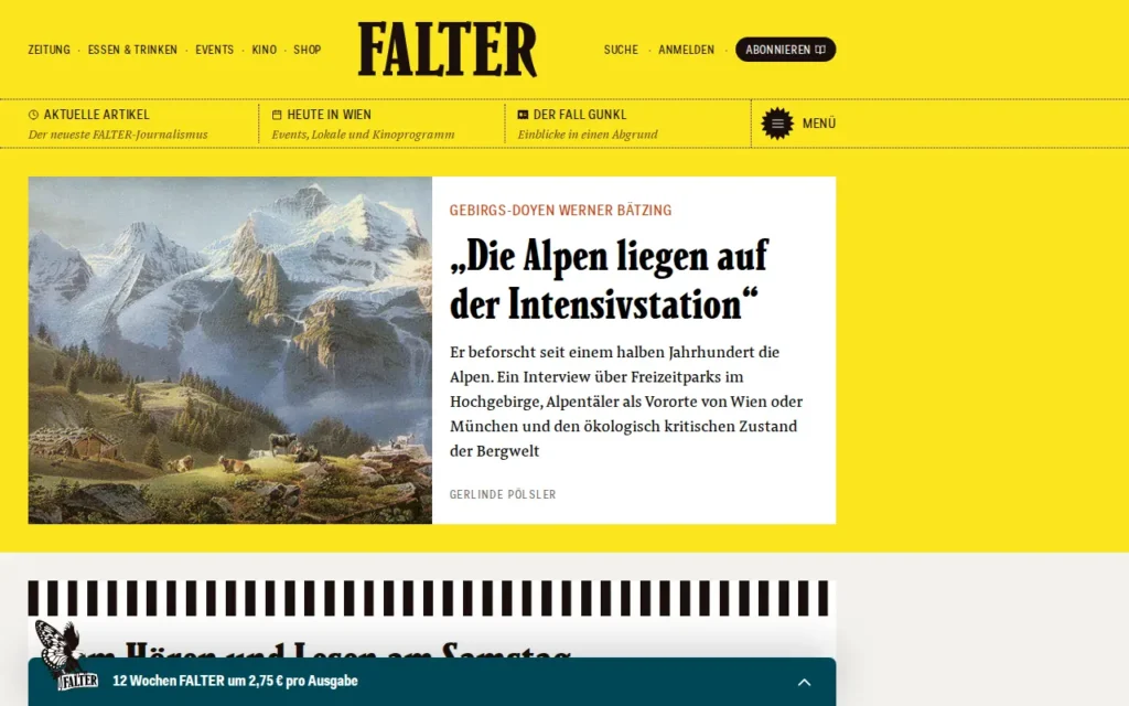 Startseite von FALTER