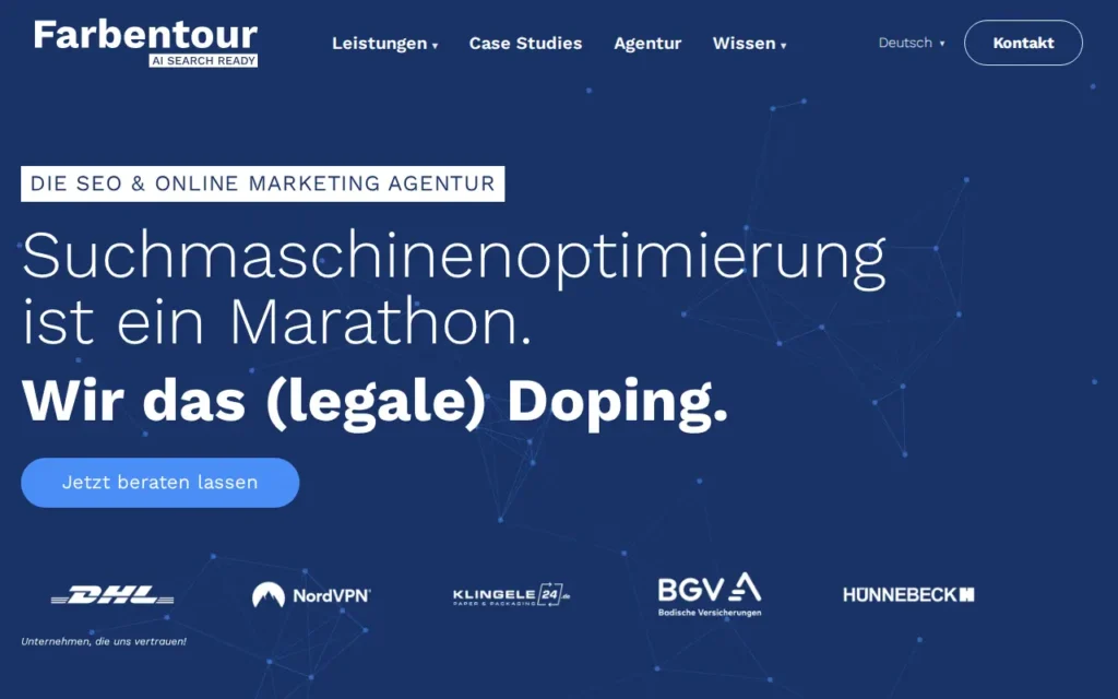Startseite von Farbentour Online Marketing GmbH