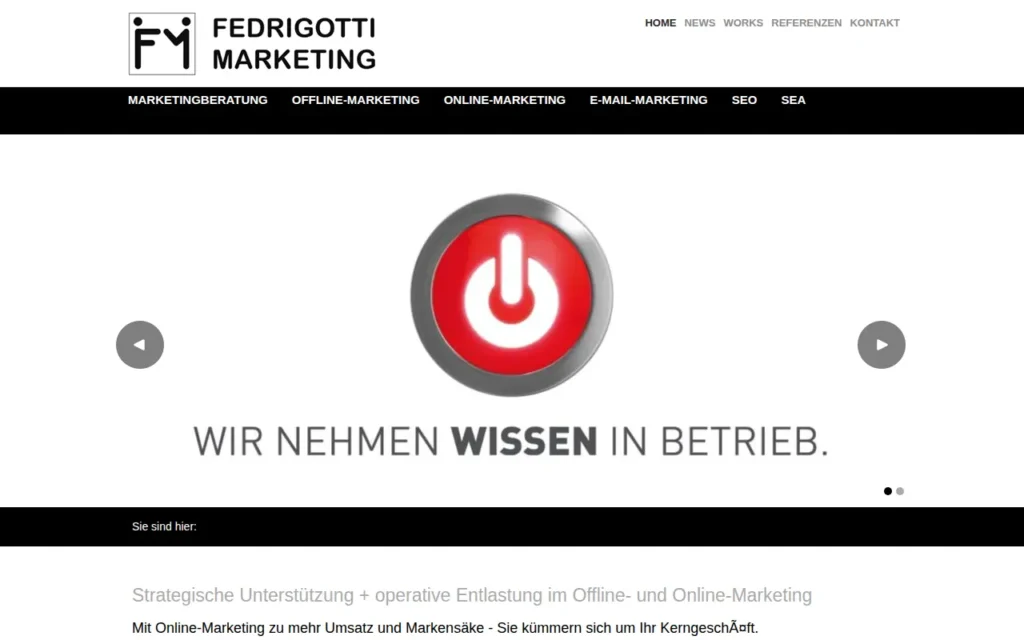 Startseite von Fedrigotti Marketing