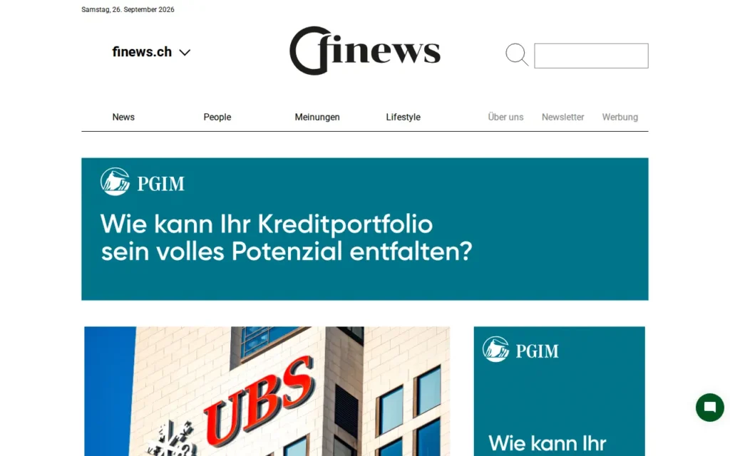 Startseite von finews.ch