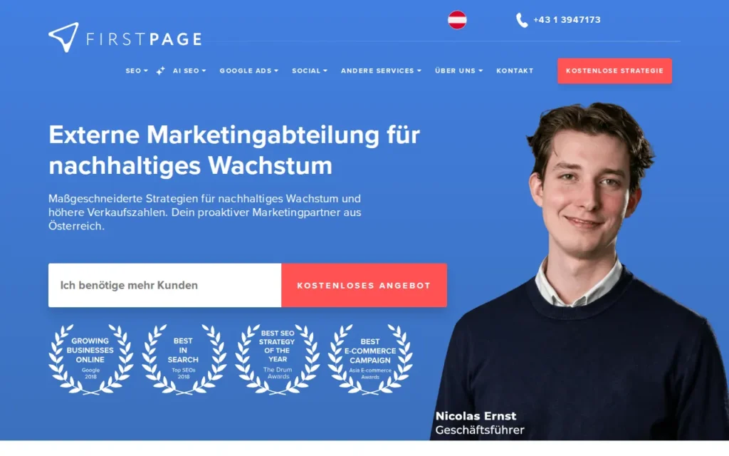 Startseite von First Page GmbH