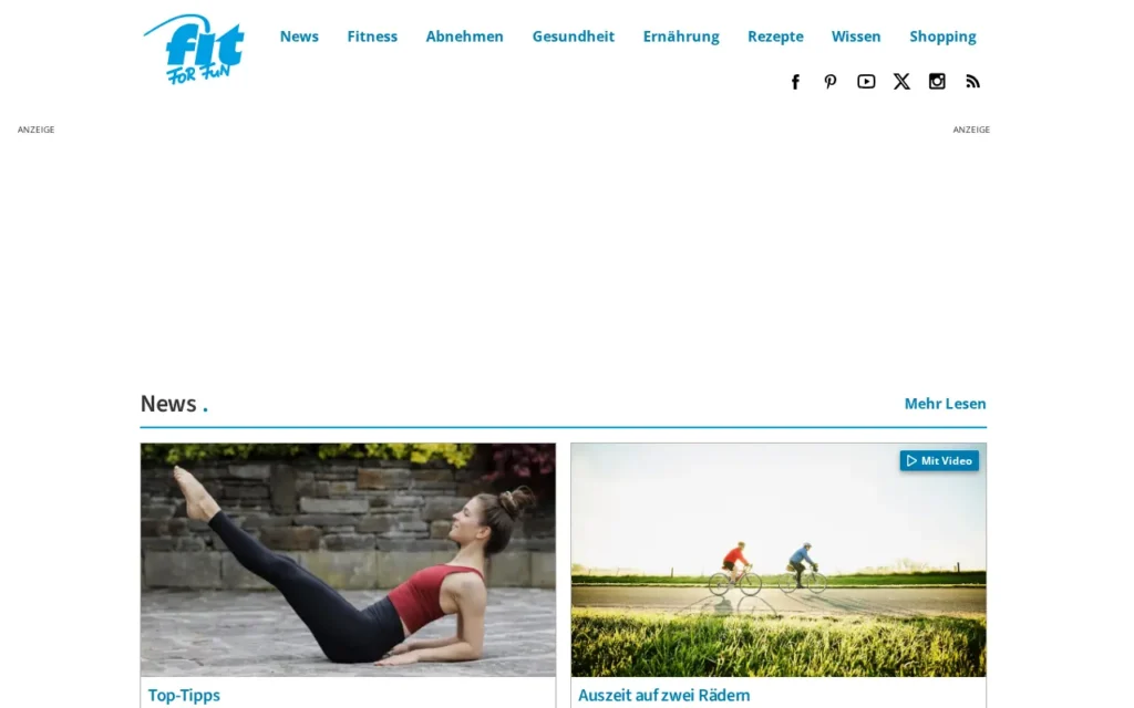 Startseite von FIT FOR FUN