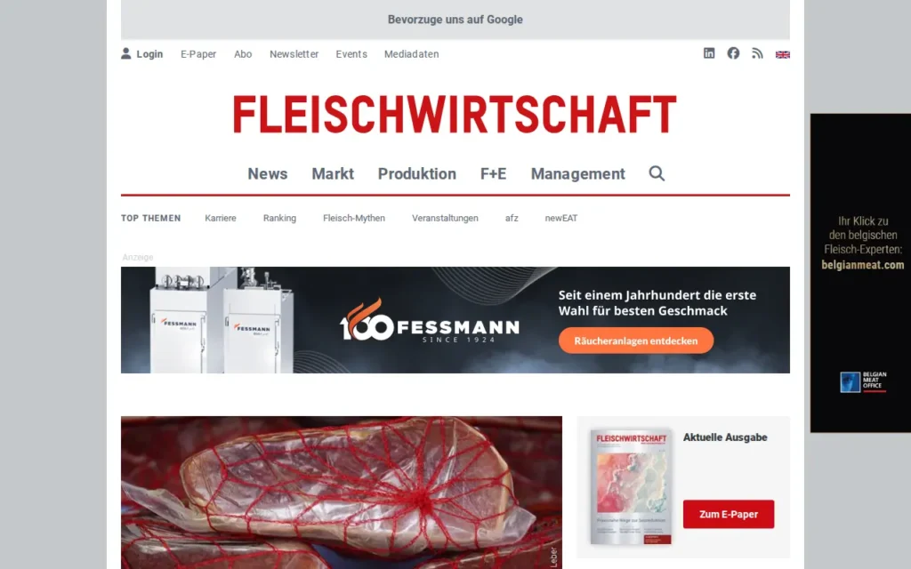 Startseite von Fleischwirtschaft