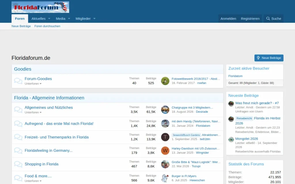 Startseite von Floridaforum.de