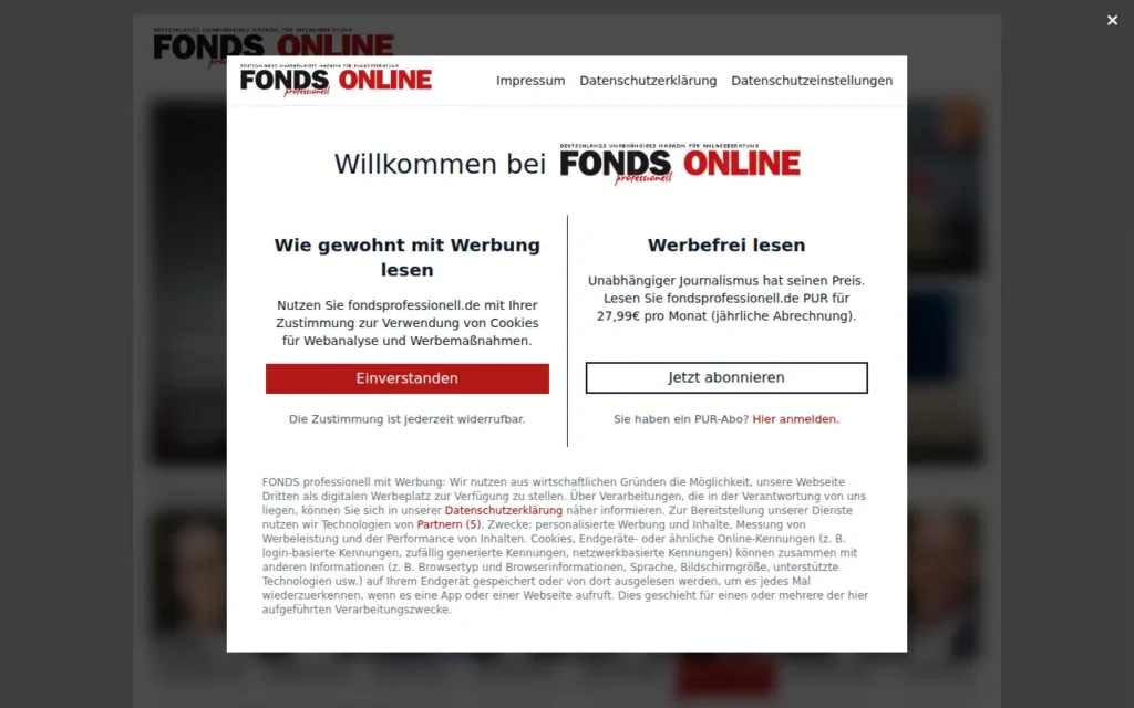 Startseite von FONDS professionell