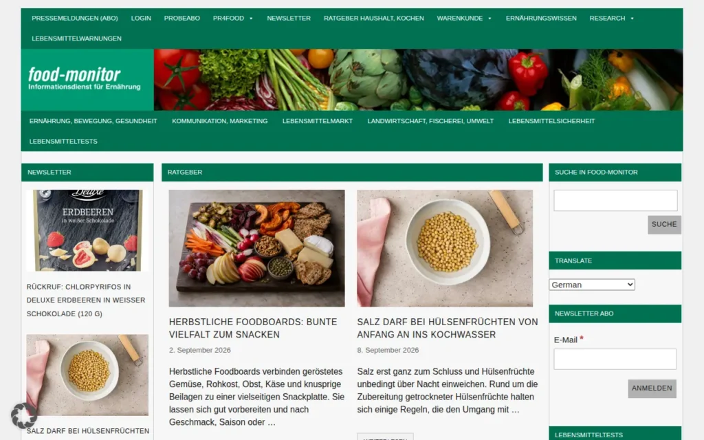 Startseite von food-monitor