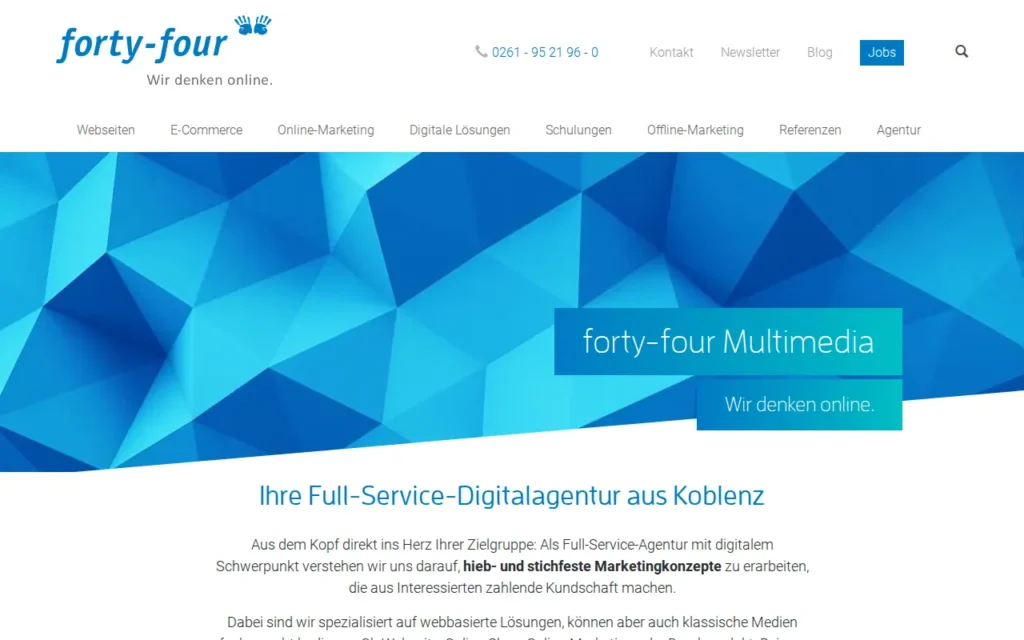 Startseite von forty-four Multimedia GmbH