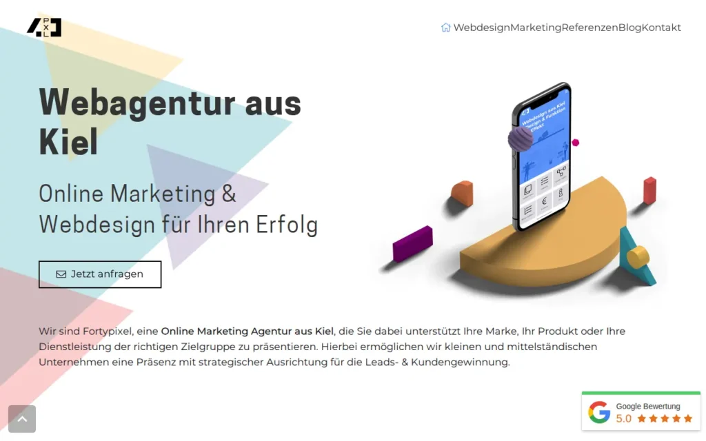 Startseite von Fortypixel Online Marketing