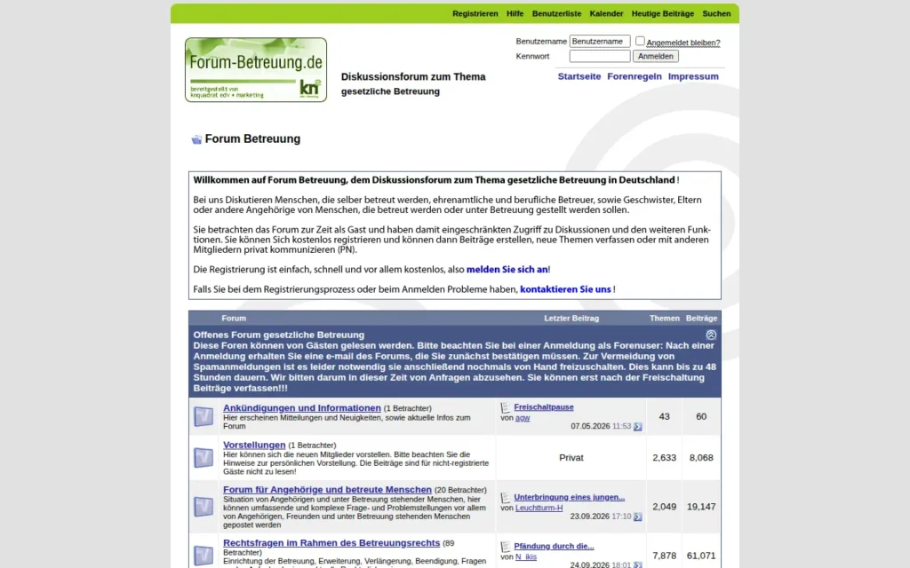 Startseite von Forum Betreuung