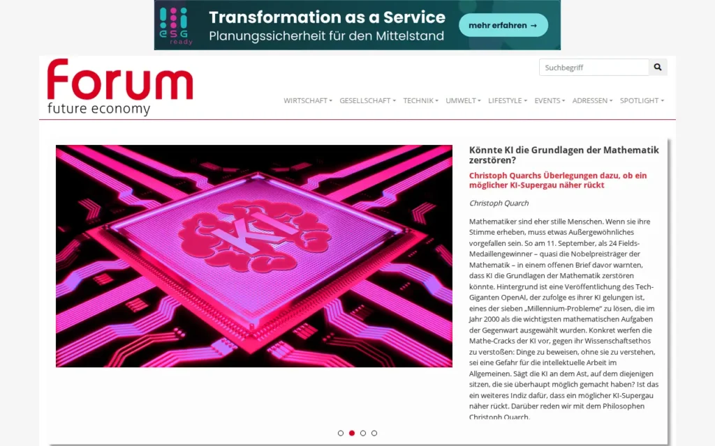 Startseite von forum future economy (forum Nachhaltig Wirtschaften)