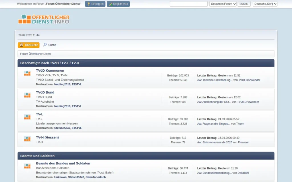 Startseite von Forum Öffentlicher Dienst (oeffentlicher-dienst.info)