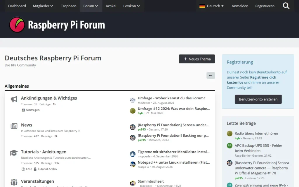 Startseite von Deutsches Raspberry Pi Forum