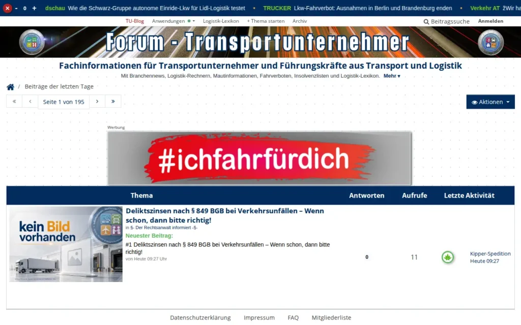 Startseite von Forum für Transportunternehmer