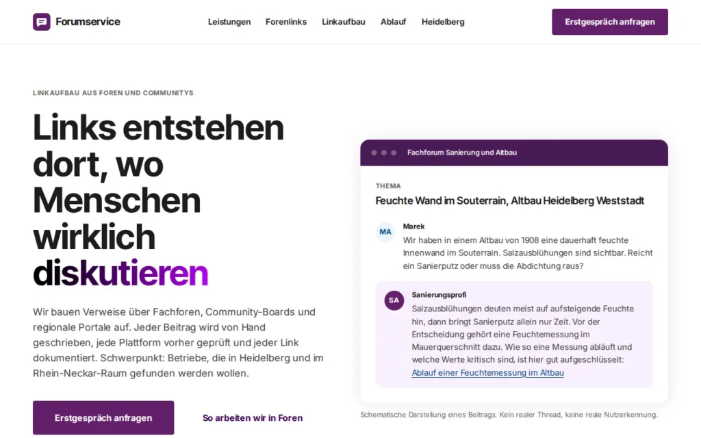 Startseite von Forumservice (Webmagics Ltd.)