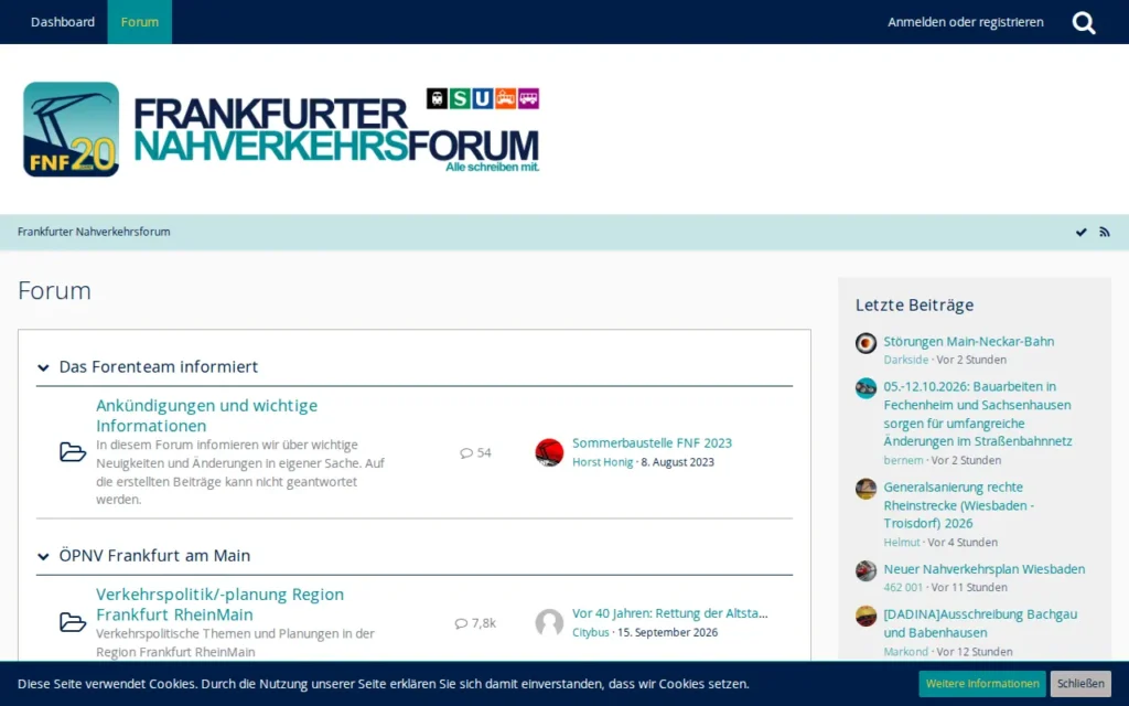 Startseite von Frankfurter Nahverkehrsforum