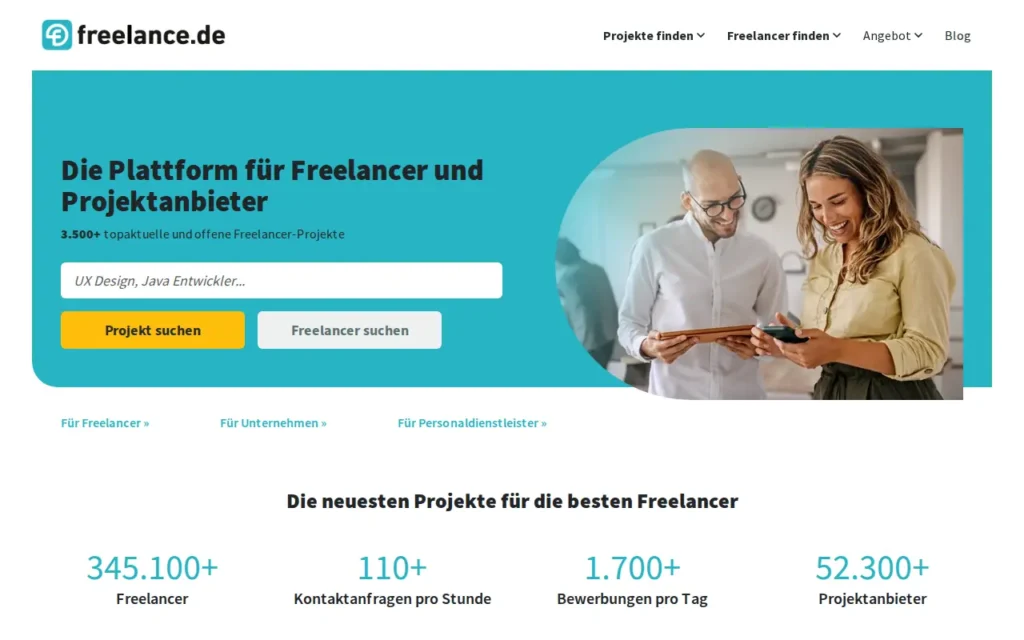 Startseite von freelance.de