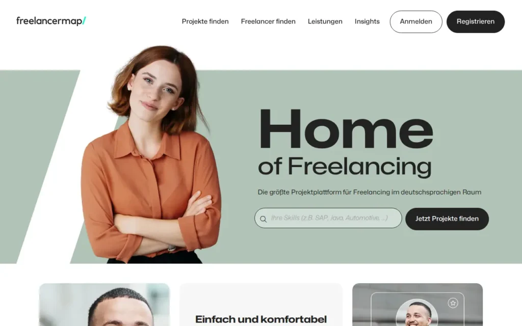 Startseite von freelancermap