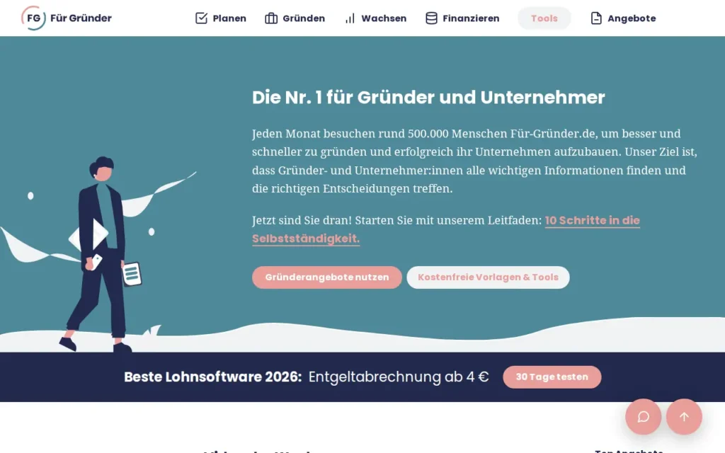 Startseite von Für-Gründer.de