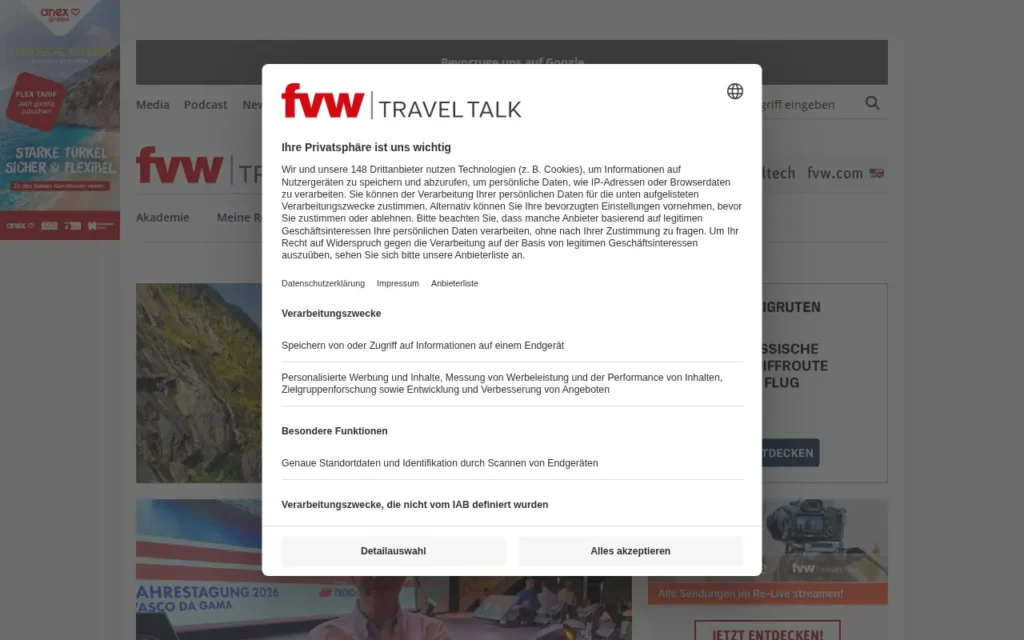 Startseite von fvw|TravelTalk
