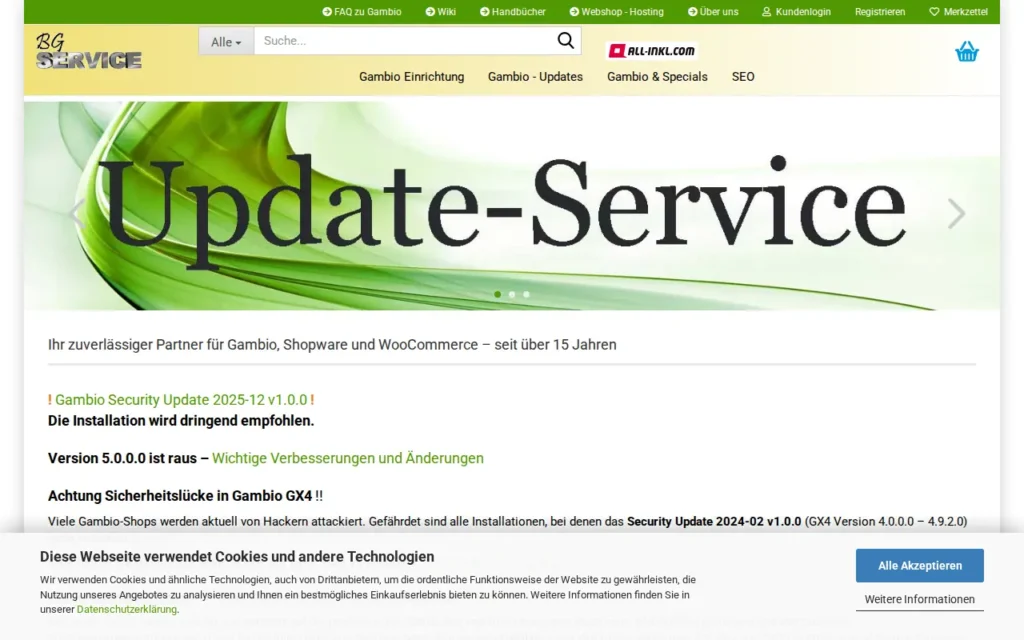 Startseite von Gambio-Service